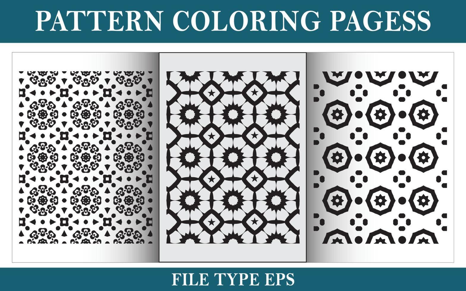 Pattern floral coloring page black and white vector