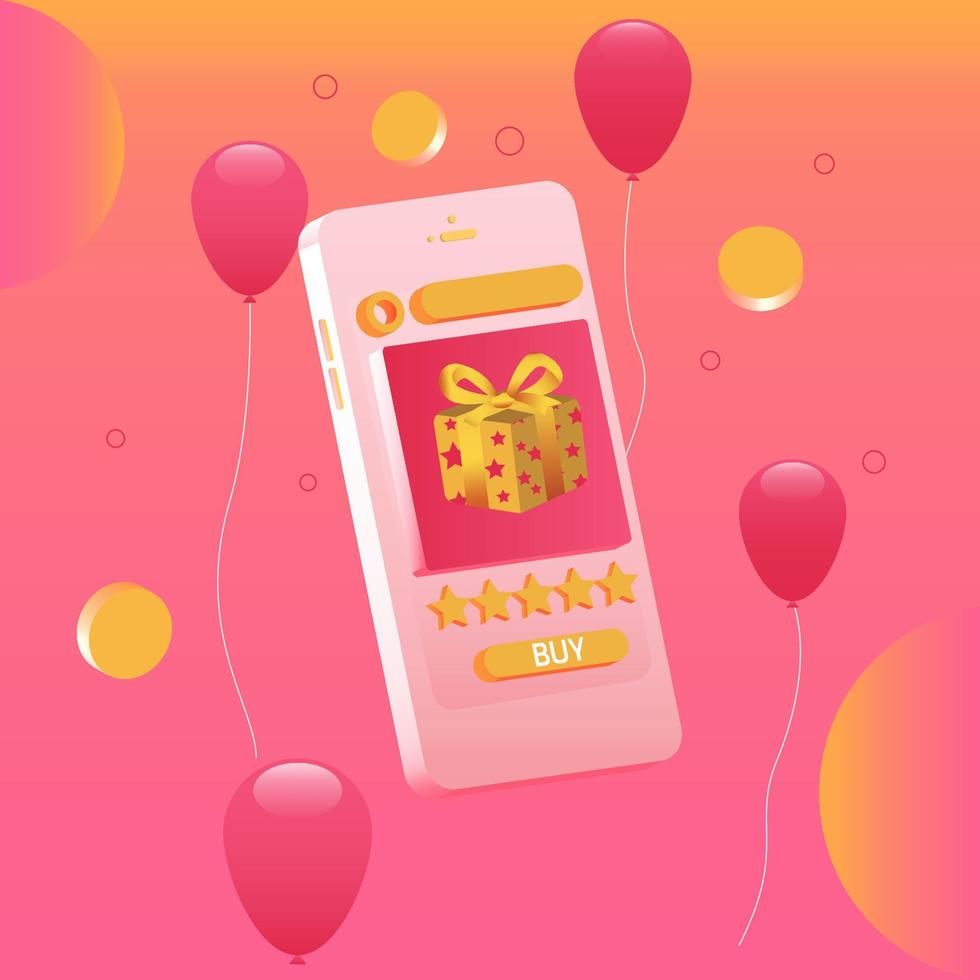 Smartphone 3d online shopping of marketing and digital marketing. mobile applications and website concepts. Vector illustration