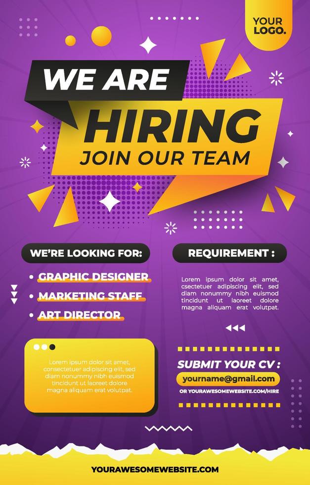 We Are Hiring Poster Template vector