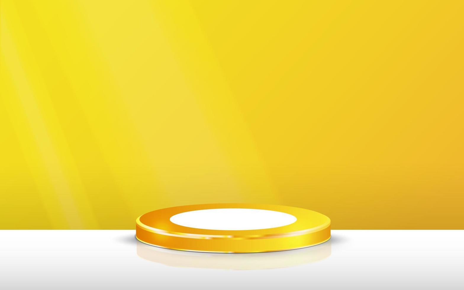 podium pedestal silinder yellow, empty space background. Abstract modern vector rendering 3d shape for product display presentation. Pastel minimal wall scene. Trendy 3d render for social media