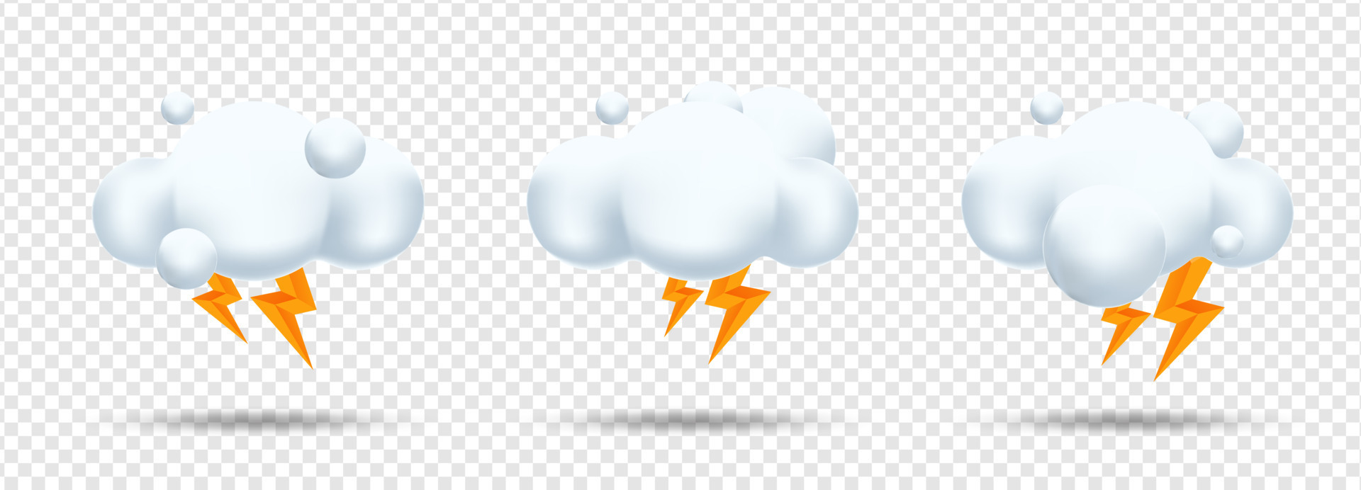 3d Fluffy White Clouds And Lightning Without Background 3d Realistic 3d Fluffy White Clouds And Lightning Without Background 3d Realistic