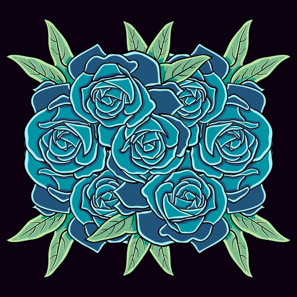 Rose flower glowing vector illustration