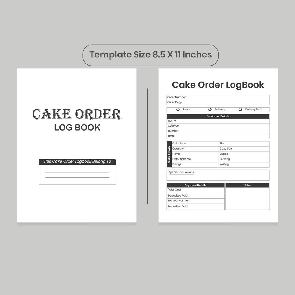 Cake Order Log Book and KDP Interior vector