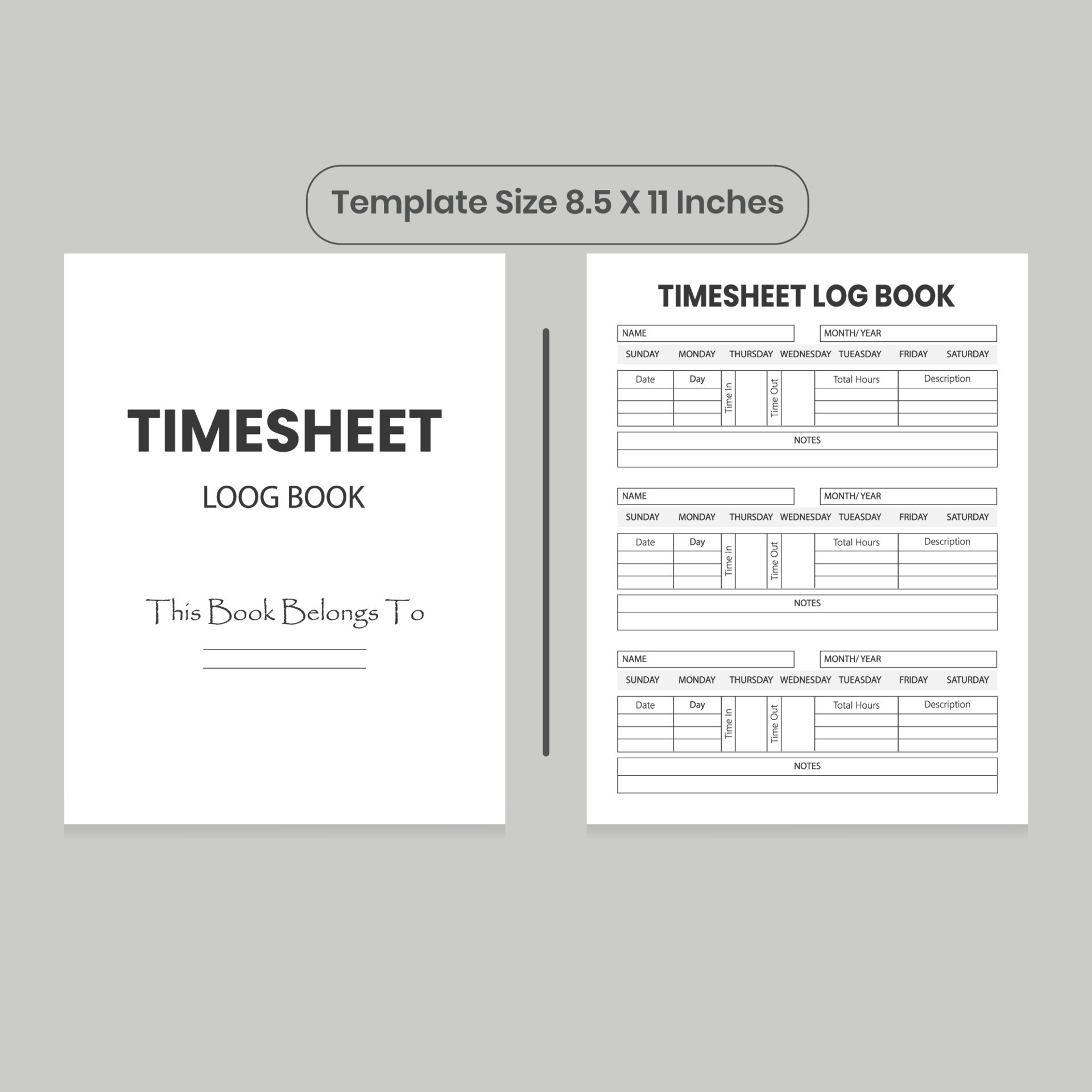 Timesheet Log Book and KDP Interior 16996288 Vector Art at Vecteezy
