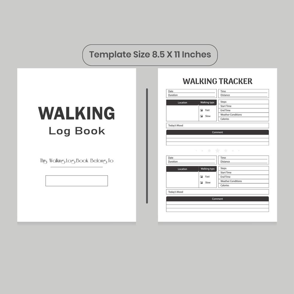 Walking Log Book and KDP Interior vector