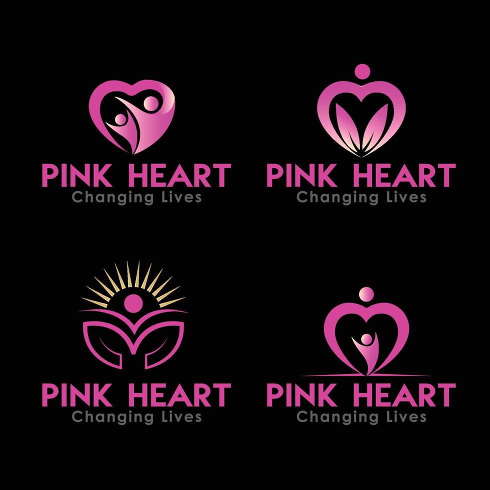 Pink heart changing lives logo design vector