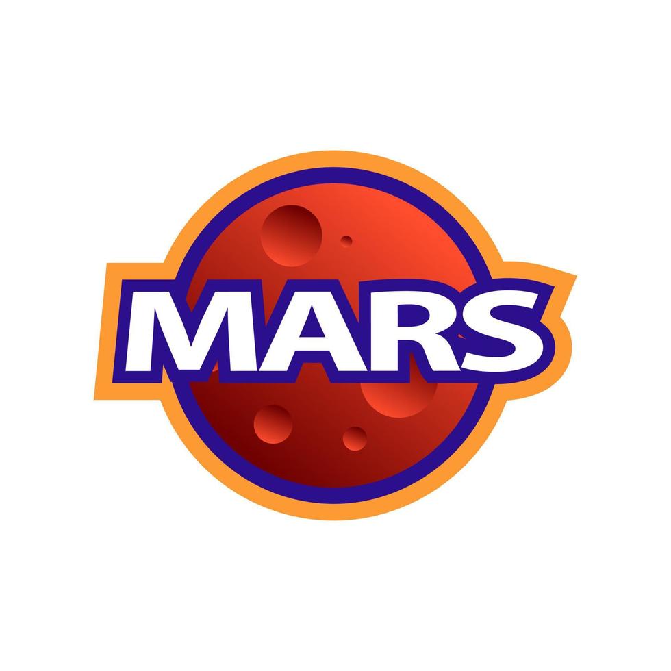 Mars logo in vintage style. Color label for printing stickers and badges. Vector illustration.