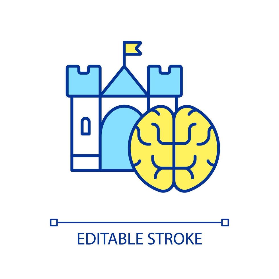 Spatial memory RGB color icon. Palace mind. Loci technique. Memorization trick. Visual remembering method. Isolated vector illustration. Simple filled line drawing. Editable stroke