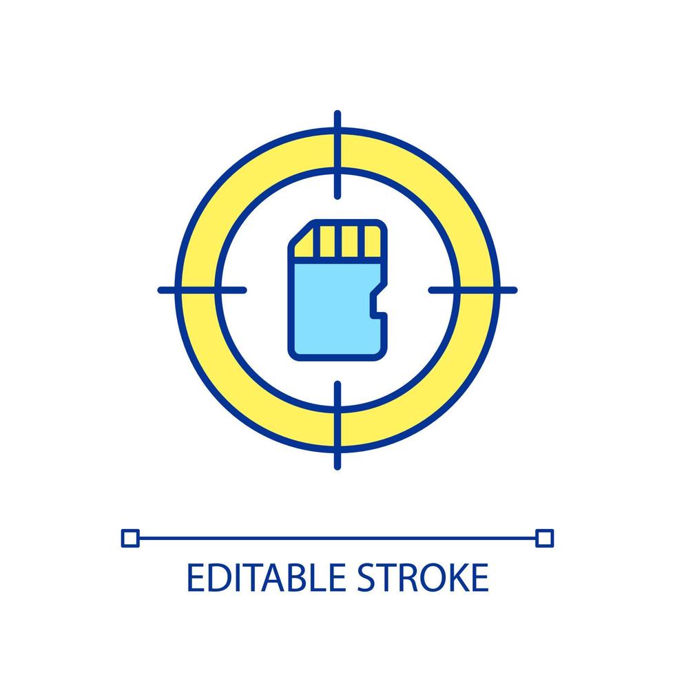 Focusing on memorization RGB color icon. Saving information. Memory card. Concentrate on retaining. Isolated vector illustration. Simple filled line drawing. Editable stroke
