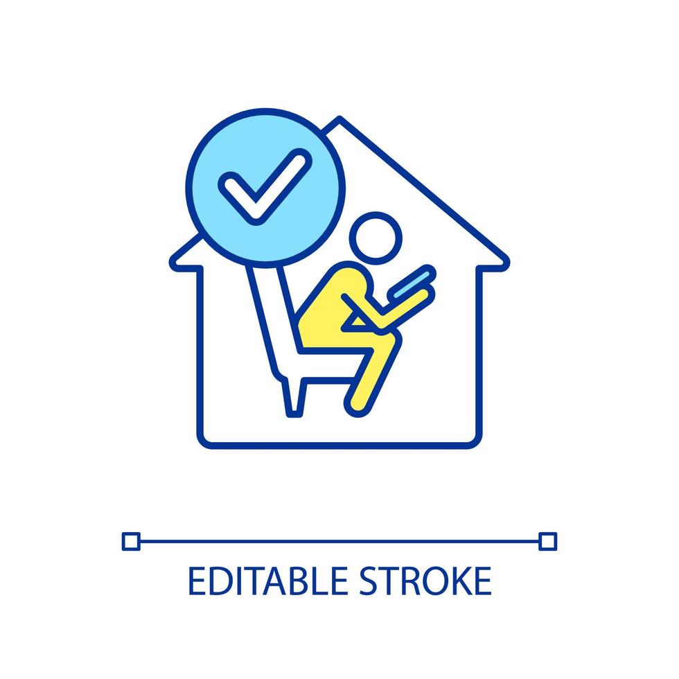 Learn alone RGB color icon. Improve productivity. Personal space. Study tip. Keep safety during pandemic. Isolated vector illustration. Simple filled line drawing. Editable stroke