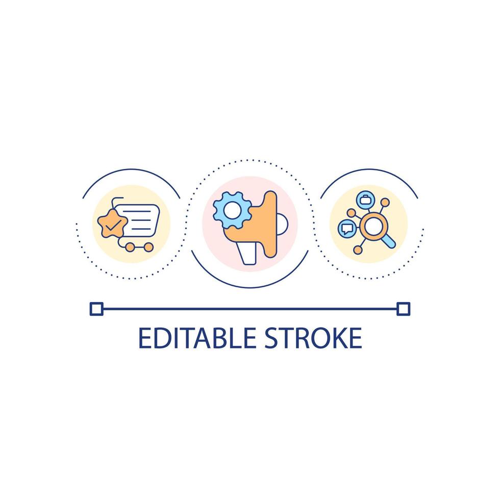 Using marketing preferences loop concept icon. Personal data. Consumer engage. App settings abstract idea thin line illustration. Isolated outline drawing. Editable stroke vector