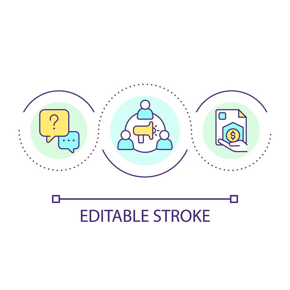 Clients engagement loop concept icon. Commercial advertisement. Involve new customers. Referral program abstract idea thin line illustration. Isolated outline drawing. Editable stroke vector