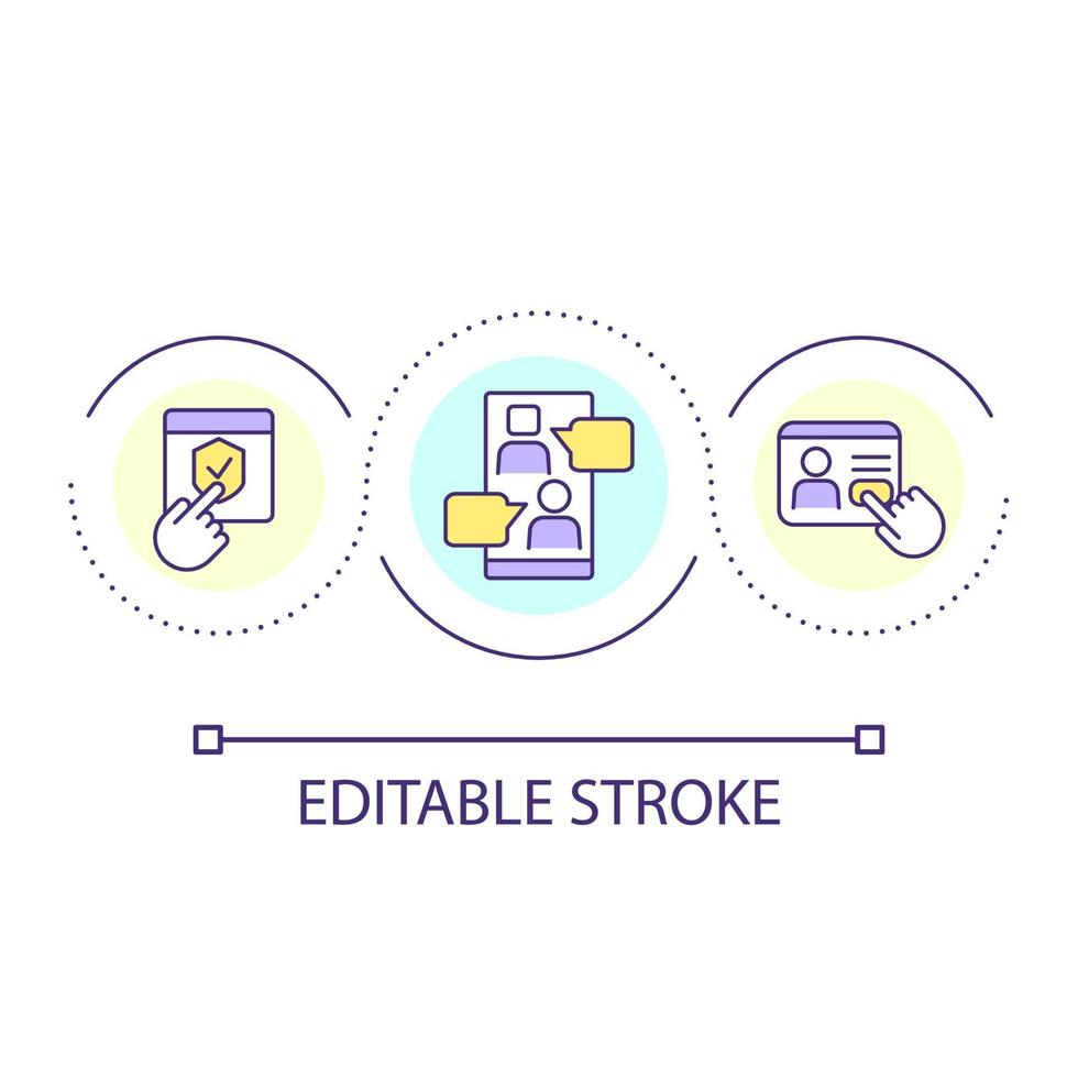 Clients support center loop concept icon. Consumer assistance. Security verification. Customer help abstract idea thin line illustration. Isolated outline drawing. Editable stroke vector