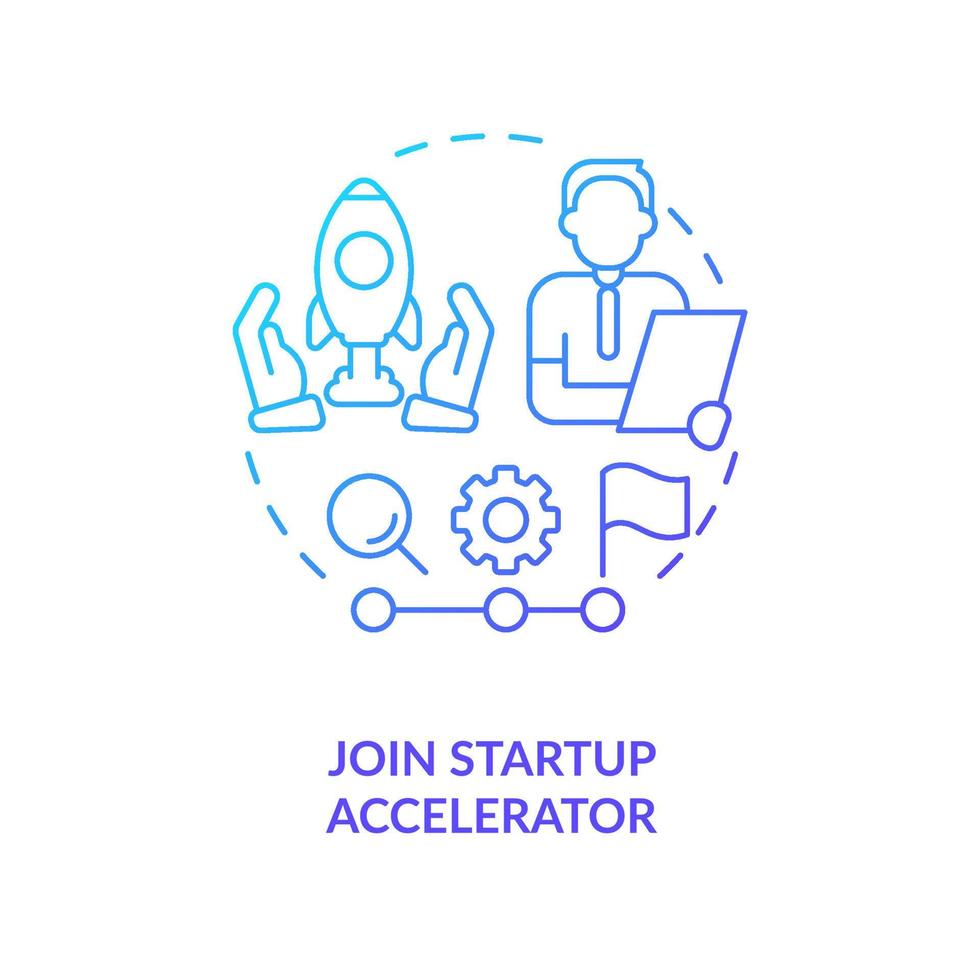 Join startup accelerator blue gradient concept icon. Entrepreneur program. Small business. Investing platform abstract idea thin line illustration. Isolated outline drawing vector