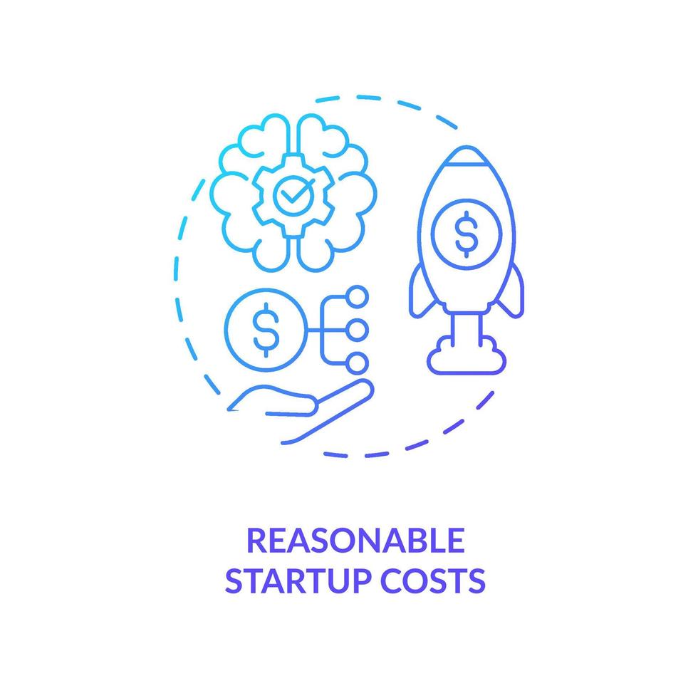 Reasonable startup costs blue gradient concept icon. Venture capital. Startup budget strategy abstract idea thin line illustration. Isolated outline drawing vector