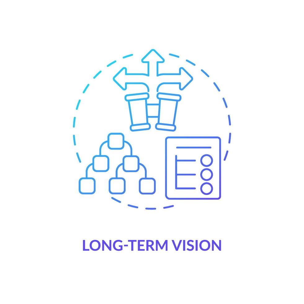 Long-term vision blue gradient concept icon. Business development strategy. Company growth plan abstract idea thin line illustration. Isolated outline drawing vector