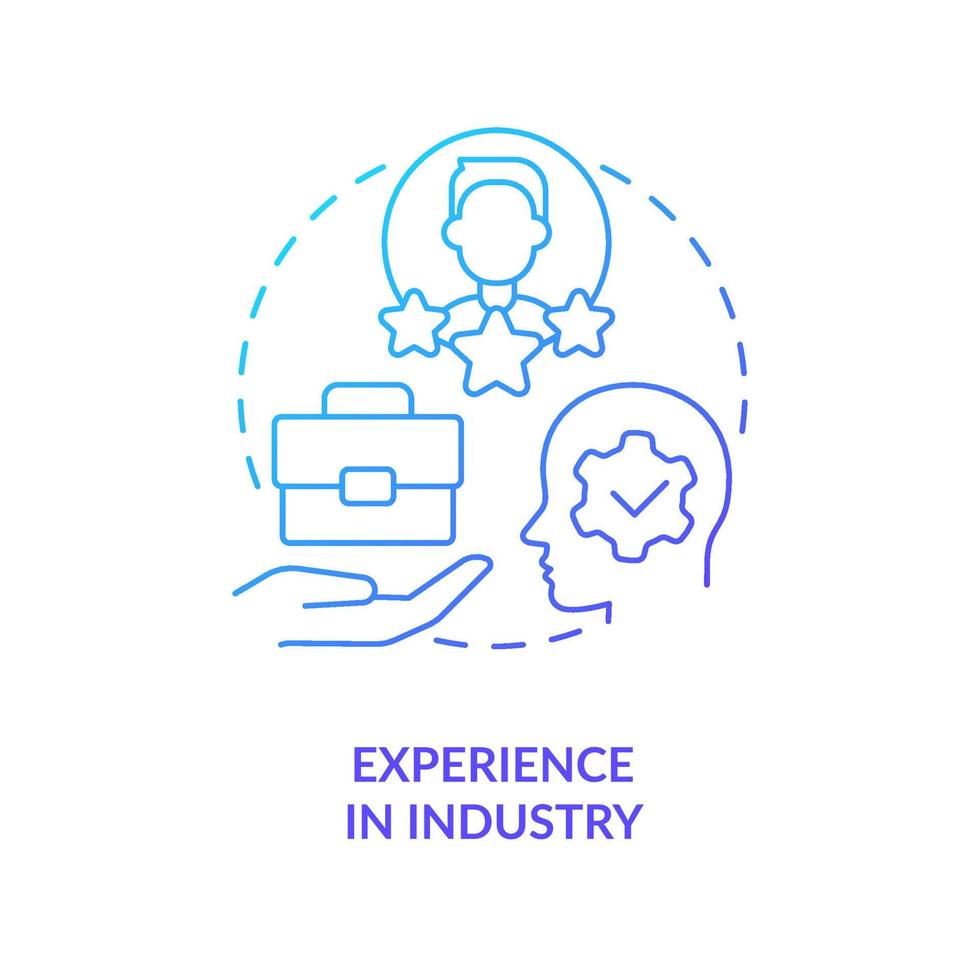 Experience in industry blue gradient concept icon. Professional knowledge. Competencies and skills reliability abstract idea thin line illustration. Isolated outline drawing vector