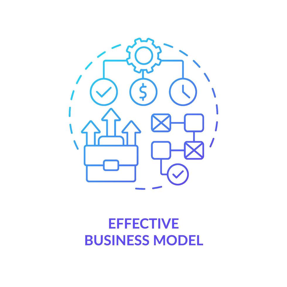 icono de concepto de gradiente azul de modelo de negocio efectivo. estrategia rentable. plano de puesta en marcha generar ingresos idea abstracta ilustración de línea delgada. dibujo de contorno aislado vector