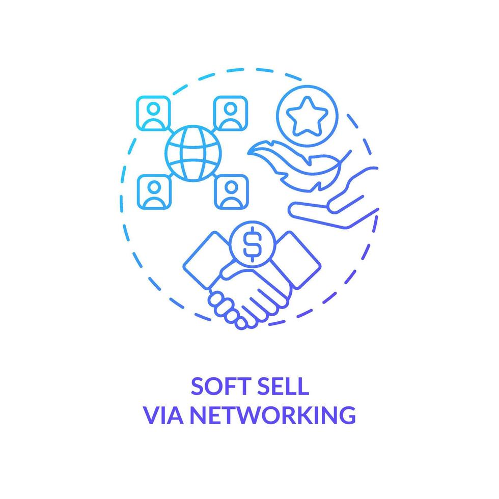 Soft sell via networking blue gradient concept icon. Expand business contacts. Build relationships abstract idea thin line illustration. Isolated outline drawing vector