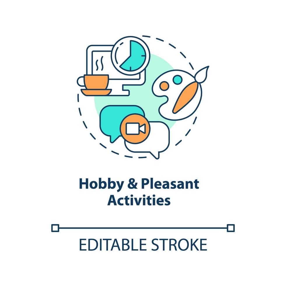 Hobby, pleasant activities concept icon. Time for relaxing. Rest from work. Recovery abstract idea thin line illustration. Isolated outline drawing. Editable stroke vector