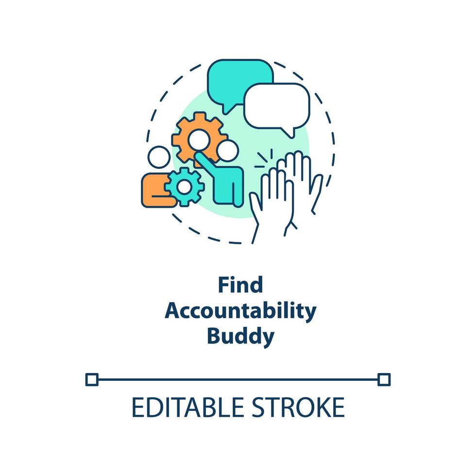 Find accountability buddy concept icon. Virtual coworking. Stay social. Home work tip abstract idea thin line illustration. Isolated outline drawing. Editable stroke vector