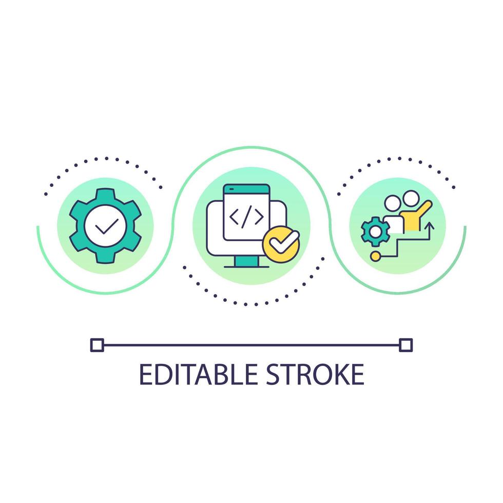 Ease of use loop concept icon. Software system simplification. Picking release management tool abstract idea thin line illustration. Isolated outline drawing. Editable stroke vector
