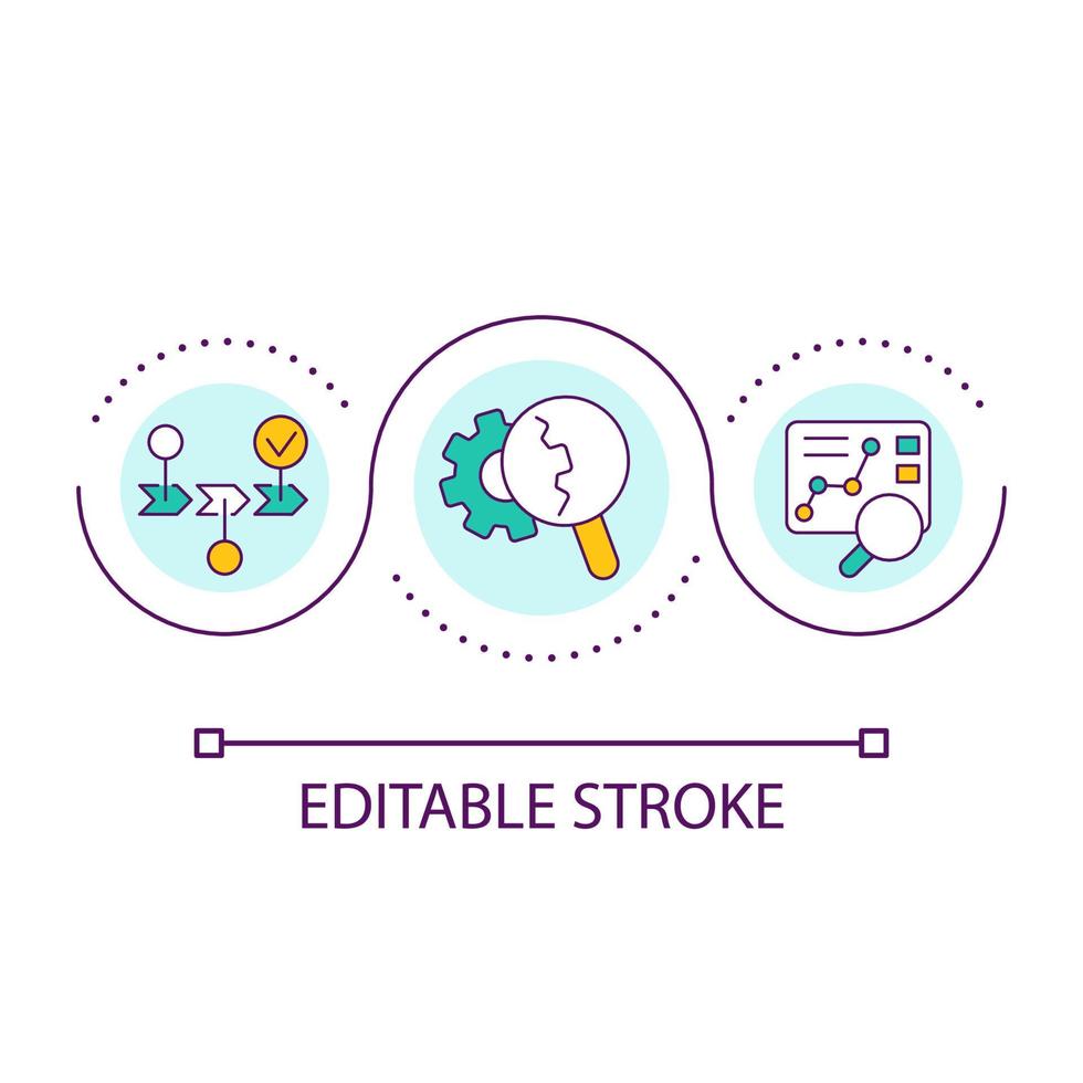 Optimize development and release processes loop concept icon. Project strategy. Output management goals abstract idea thin line illustration. Isolated outline drawing. Editable stroke vector