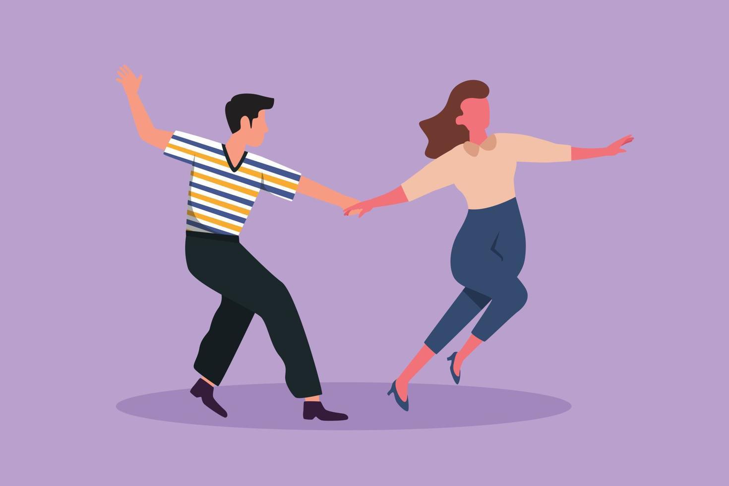 personaje plano dibujo gente feliz bailando salsa. atractivo hombre y mujer en danza. pareja de bailarines personaje plano dibujo gente feliz bailando salsa. atractivo hombre y mujer en danza. pareja de bailarines