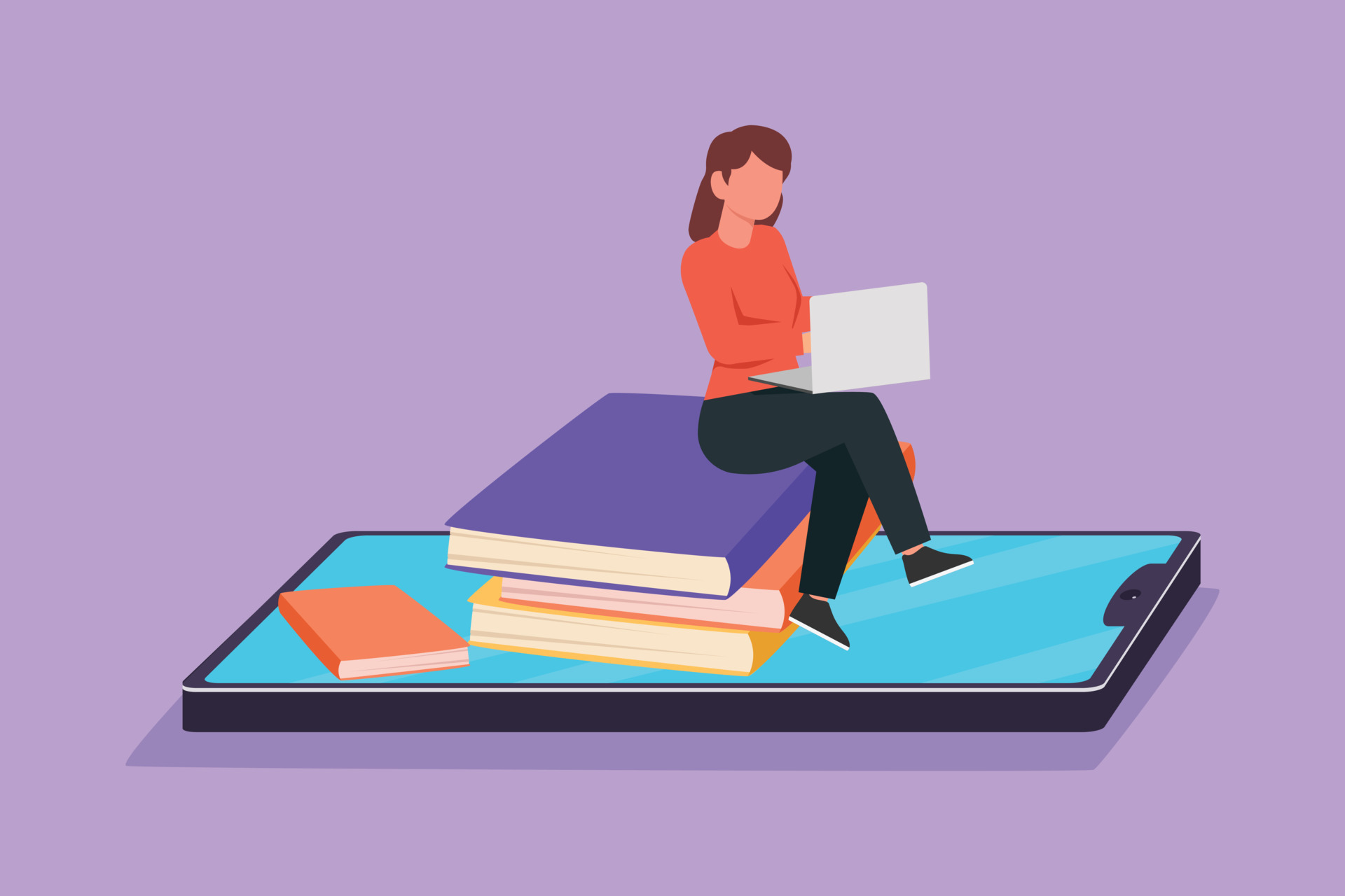 College Students Studying Cartoon