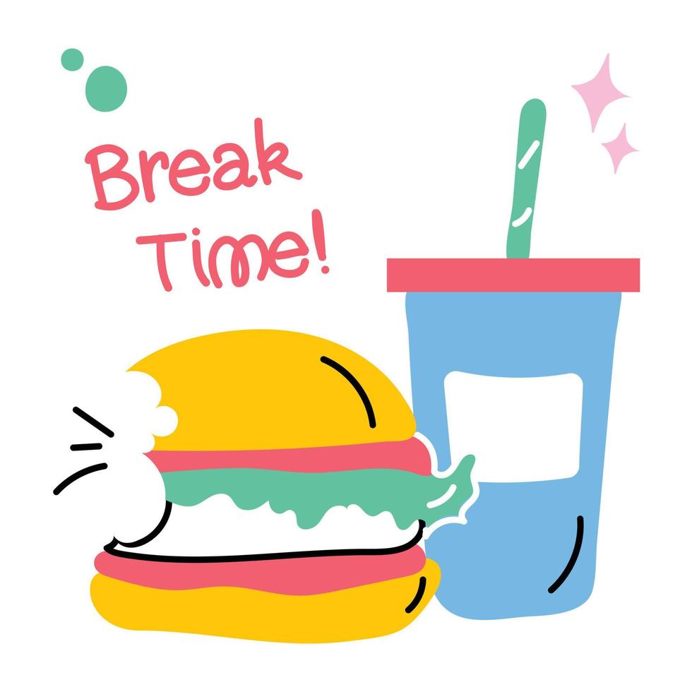 Trendy Break Time vector