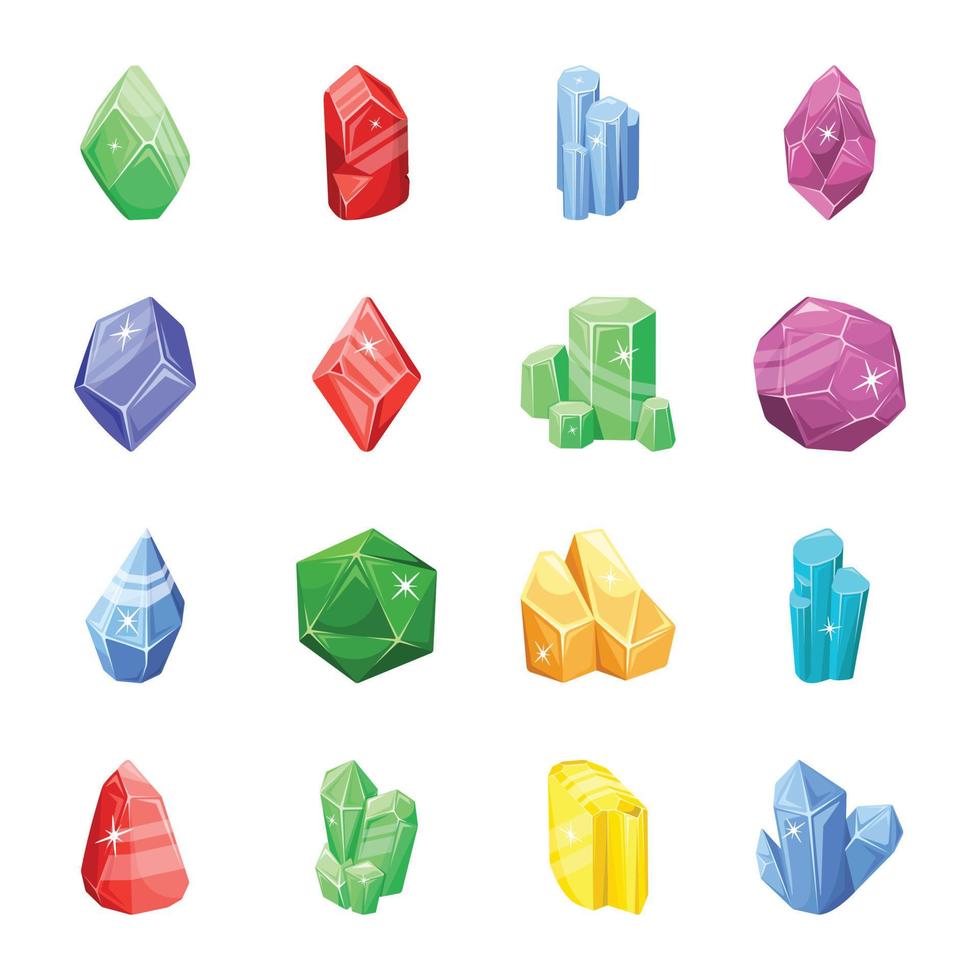 colección de iconos 2d de piedras preciosas vector