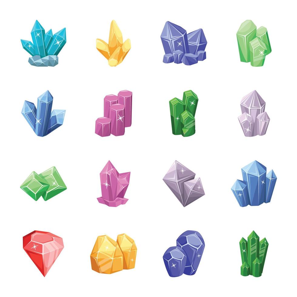 Bundle of Beautiful Gems 2d Icons v vector