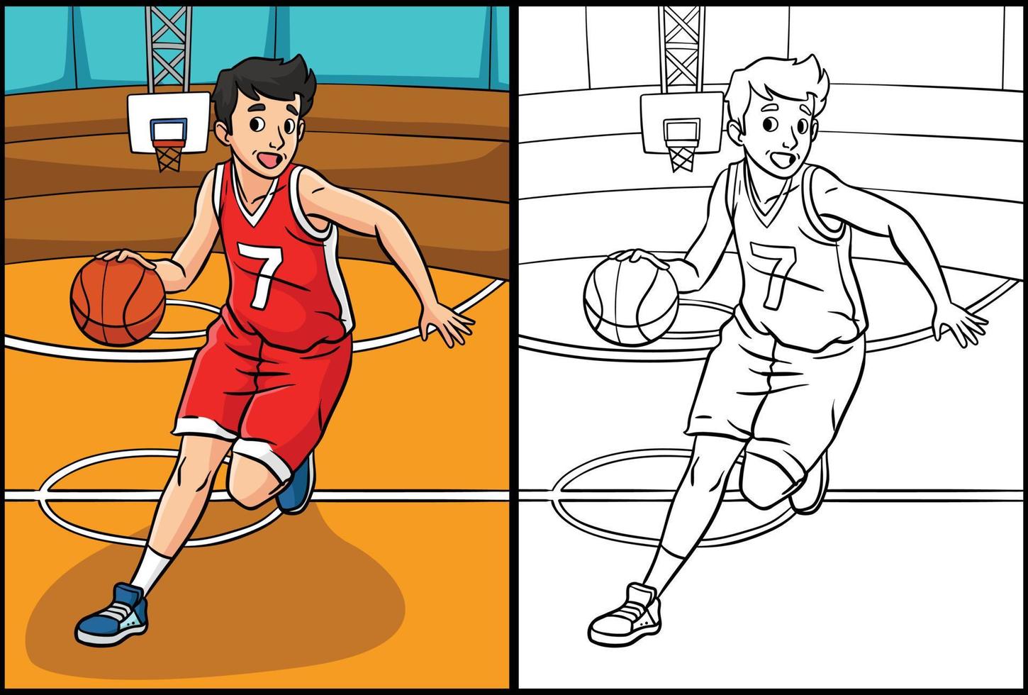 Basketball Coloring Page Colored Illustration 17000356 Vector Art at