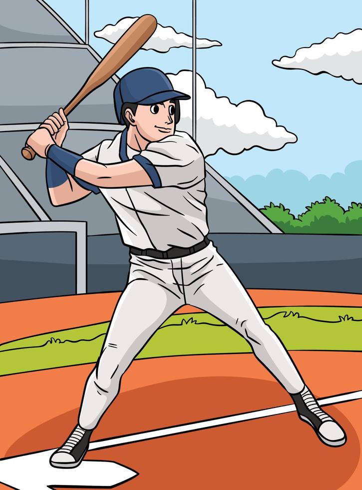 Baseball Sports Colored Cartoon Illustration vector