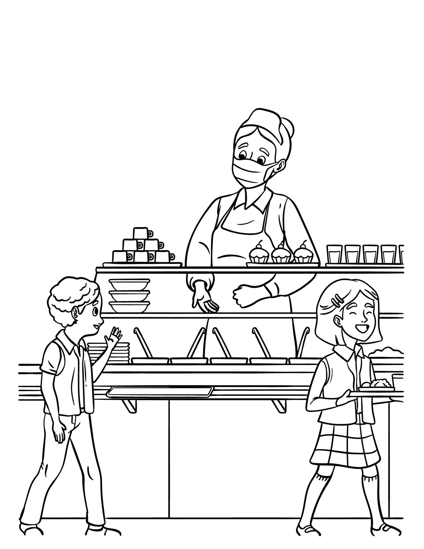 Lunch Lady Isolated Coloring Page For Kids 17000366 Vector Art At Vecteezy