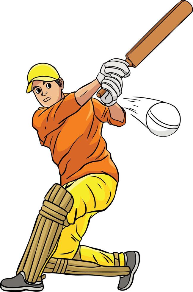 Cricket Sports Cartoon Colored Clipart vector