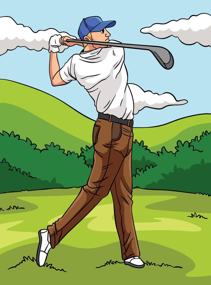 ilustración de dibujos animados de colores de deportes de golf vector