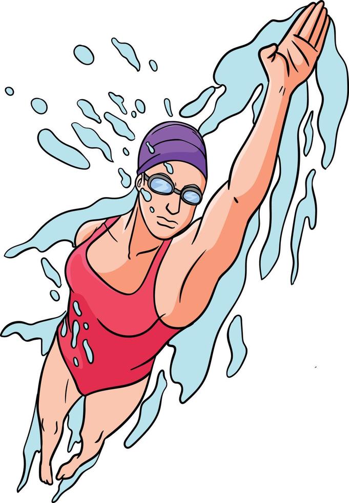 Swimming Sports Cartoon Colored Clipart vector