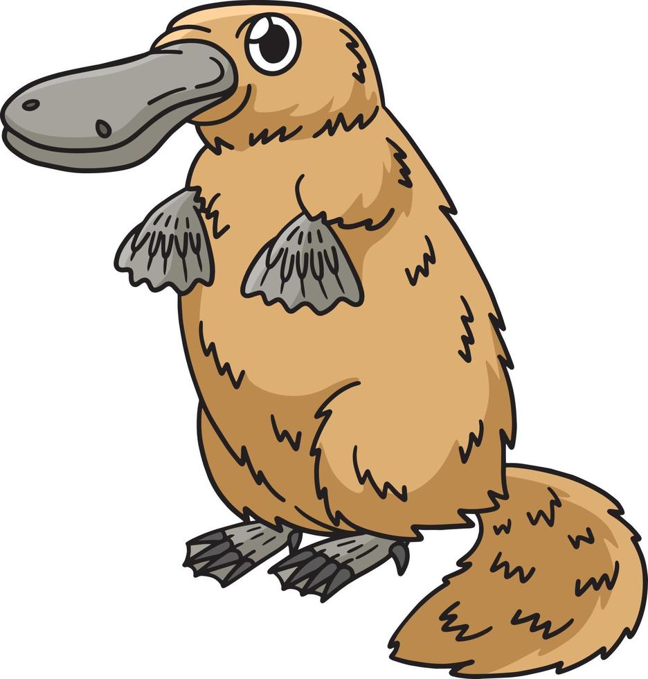 Platypus Marine Animal Cartoon Colored Clipart vector