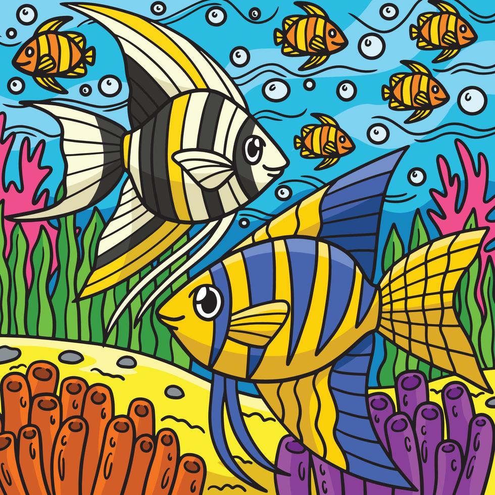 Angelfish Marine Animal Colored Cartoon vector