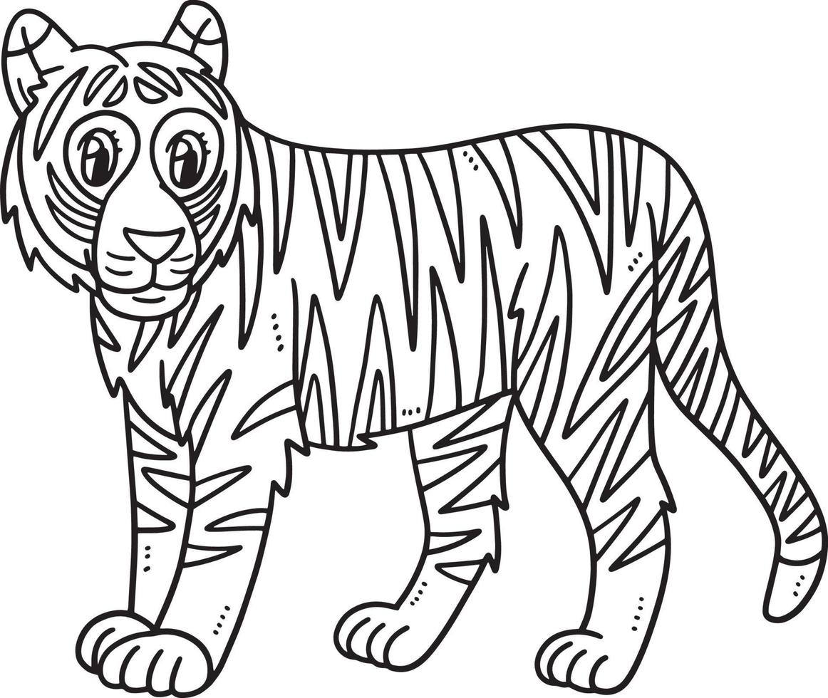 Mother Tiger Isolated Coloring Page for Kids vector