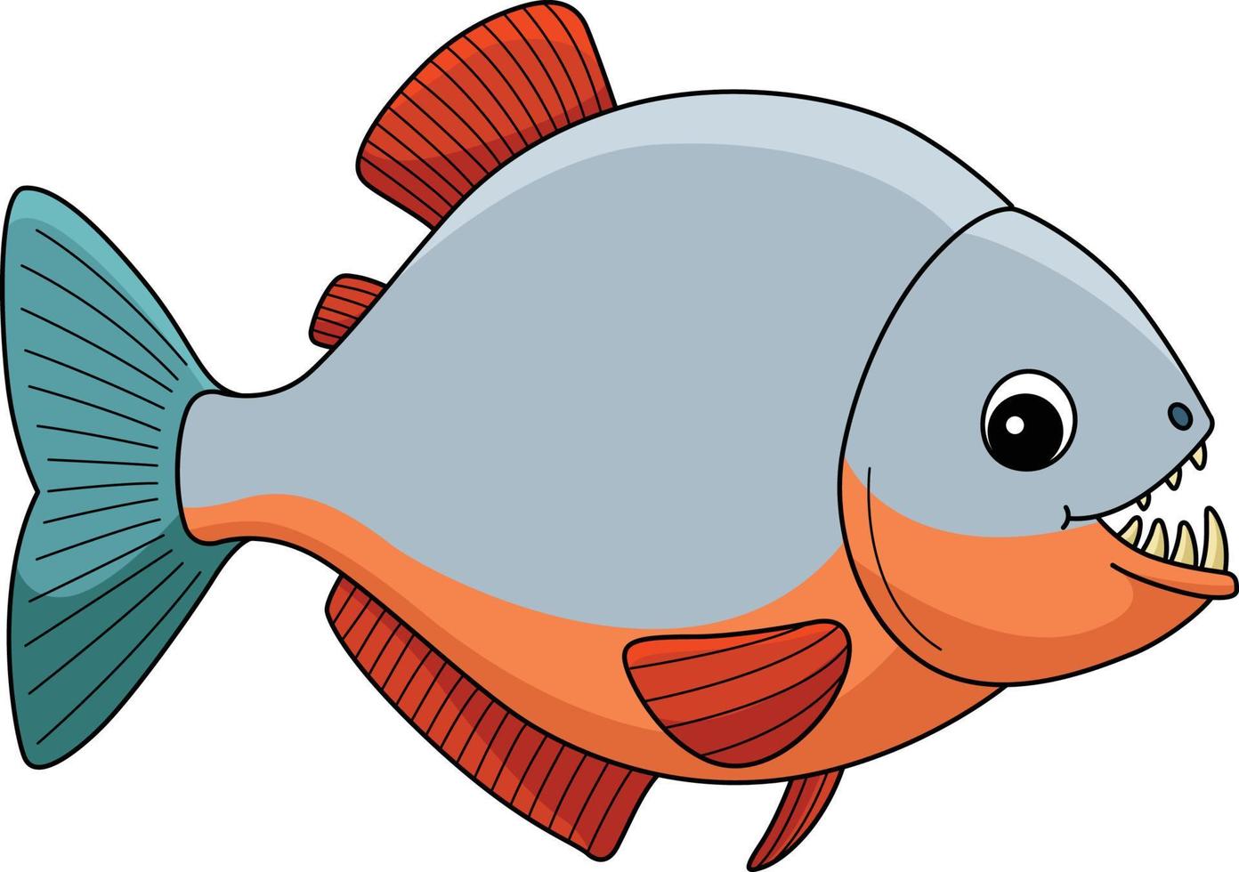 Piranha Animal Cartoon Colored Clipart vector