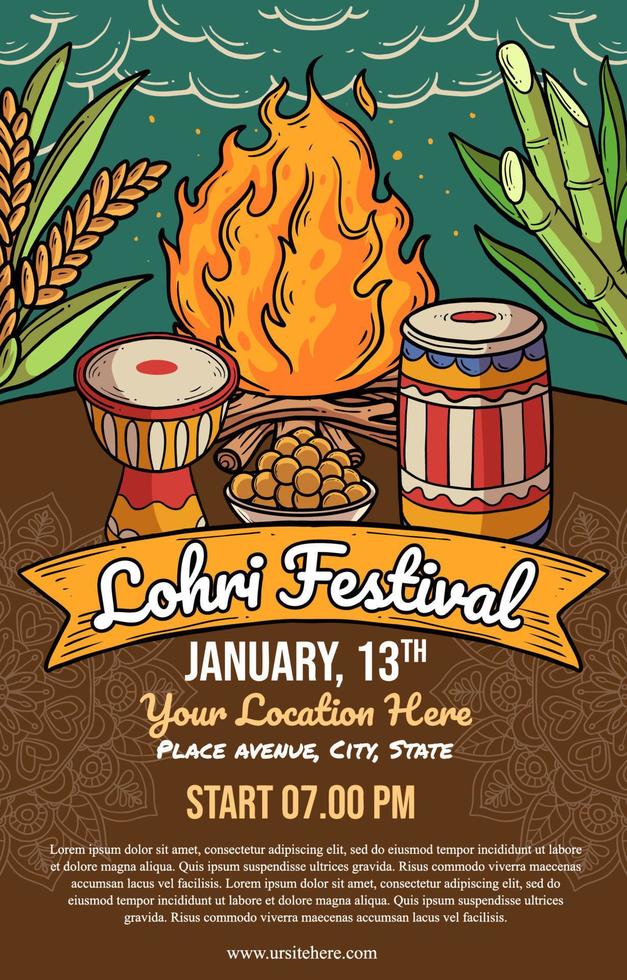 Happy Lohri Festival Poster vector