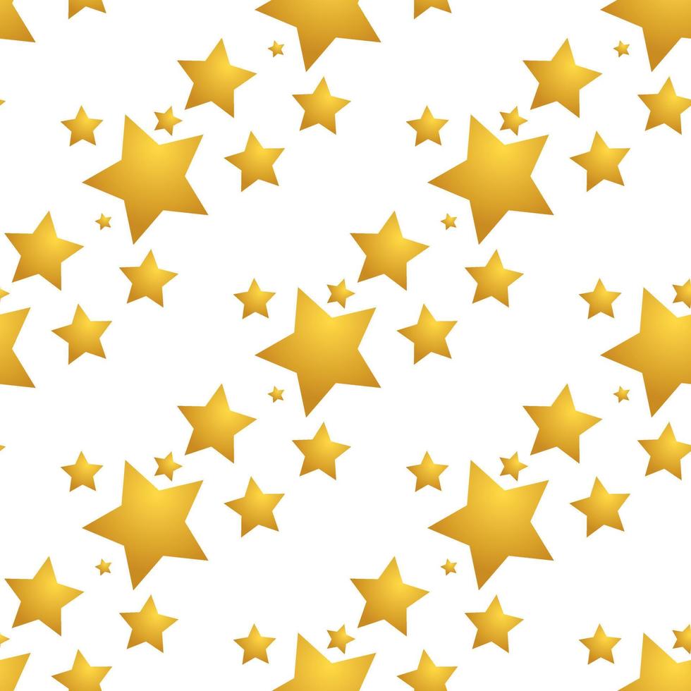Pattern with diagonal stripes of gold stars on a white background. For wrapping paper. Vector illustration.