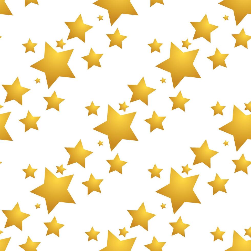 Pattern with diagonal stripes of gold stars on a white background. For wrapping paper. Vector illustration.