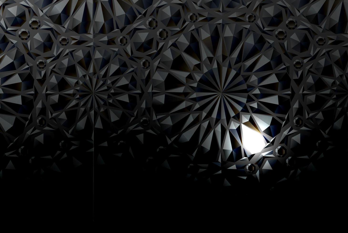 Black embossed background with a luminous element. vector