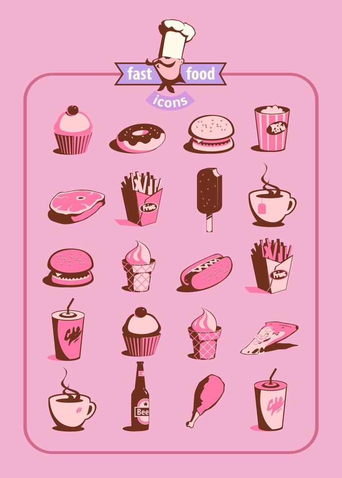 Food and drink icons set vector