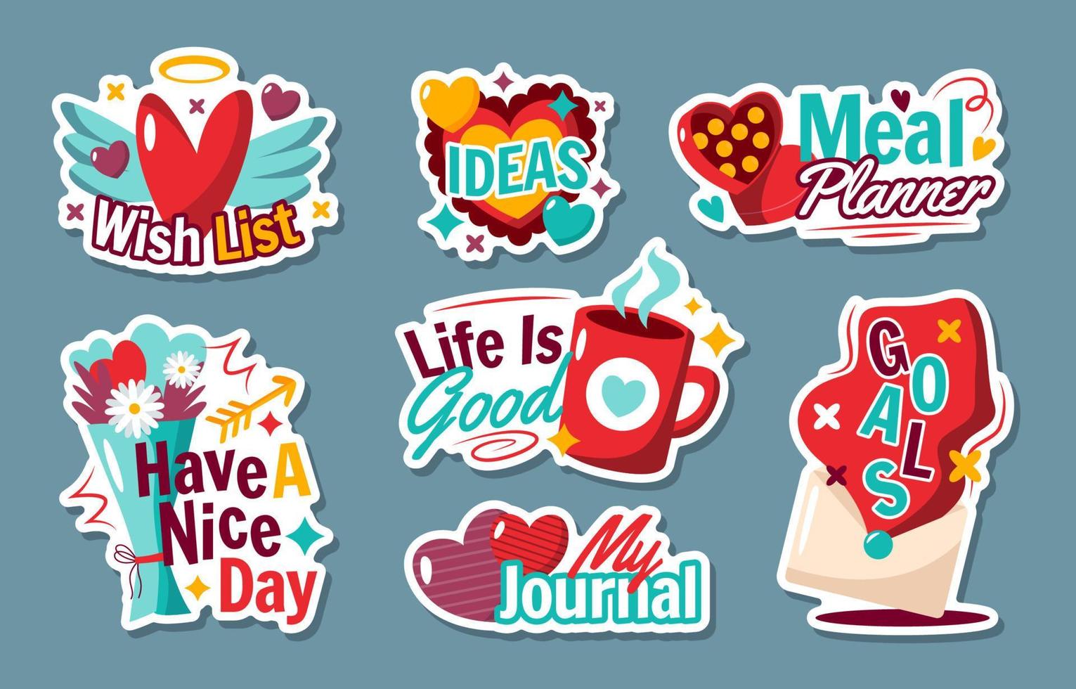Valentines Journal Sticker vector