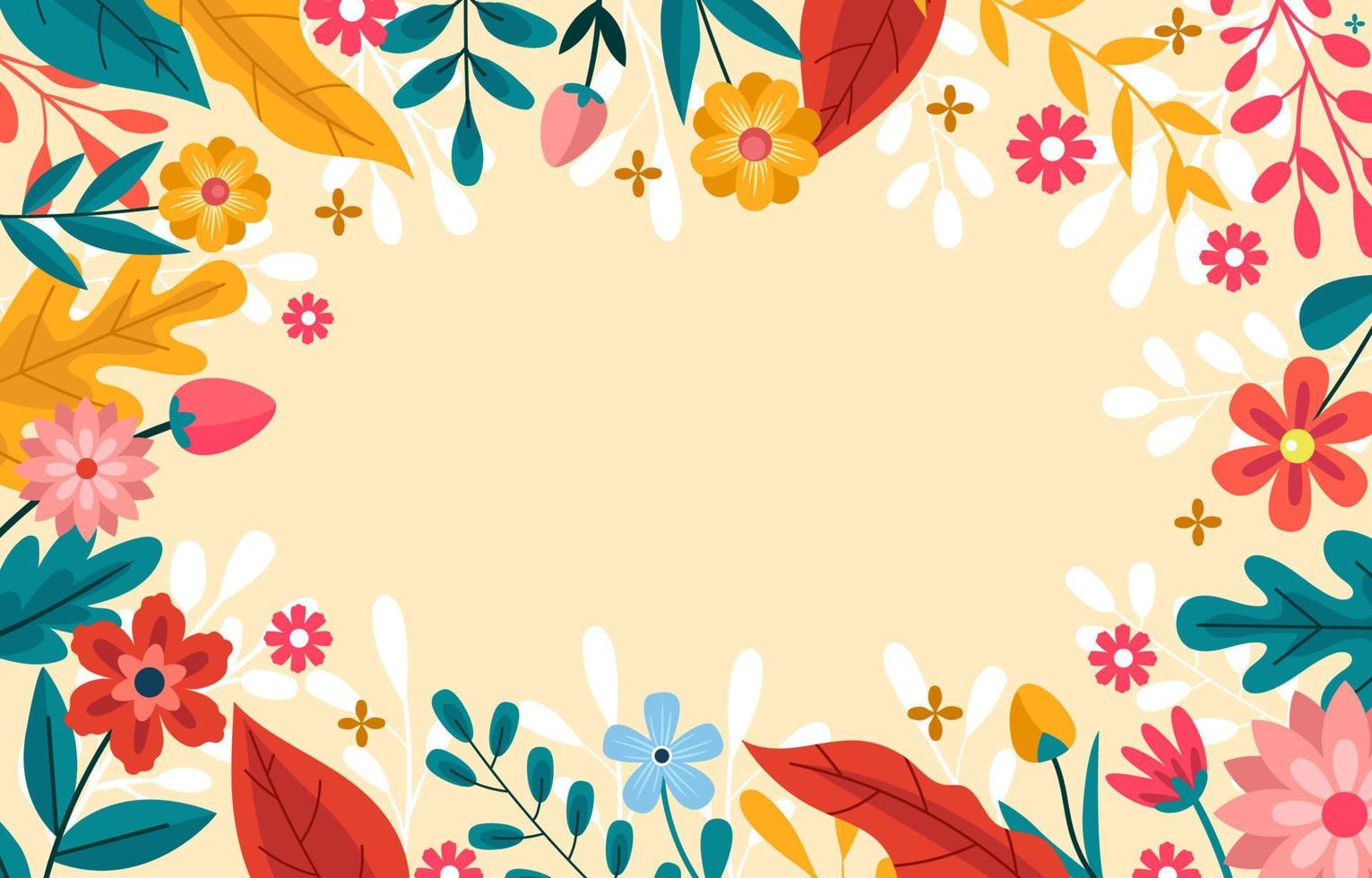 Spring Floral Border on Yellow Background vector
