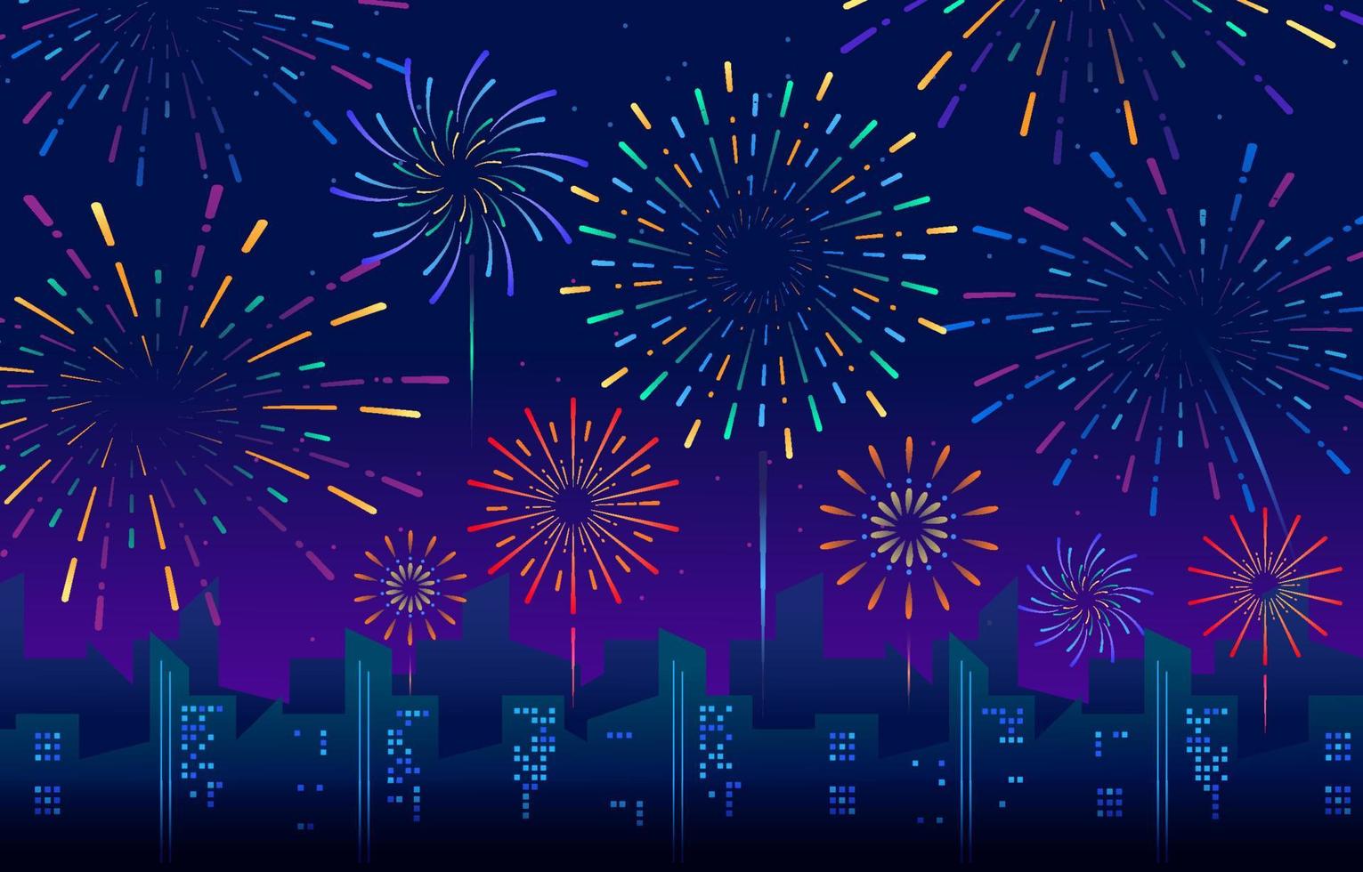 City Night with Fireworks vector